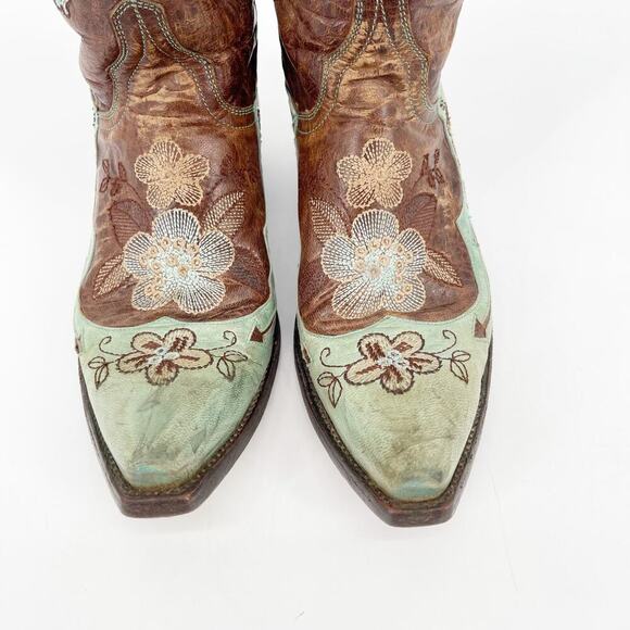 Old Gringo Bonnie Turquoise Brown Leather Floral Cowgirl Western Boot size 6.5 - Picture 6 of 10